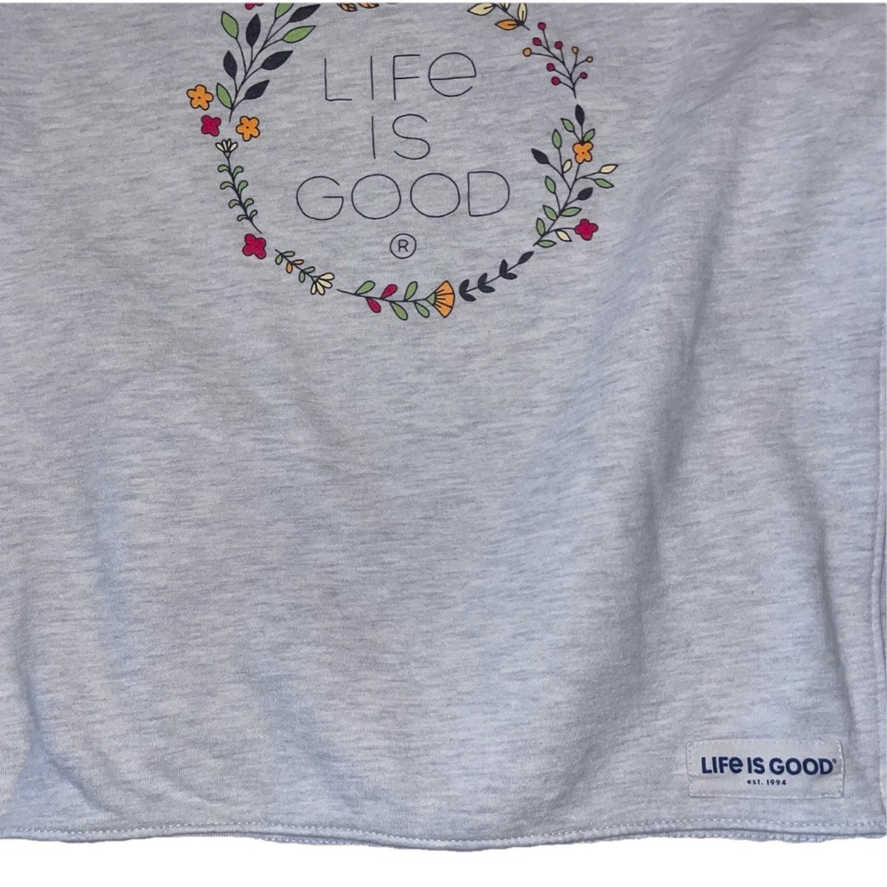 Life Is Good Sweatshirt Women's Small Gray Pullover Graphic Crew Neck Ladies - Picture 4 of 11